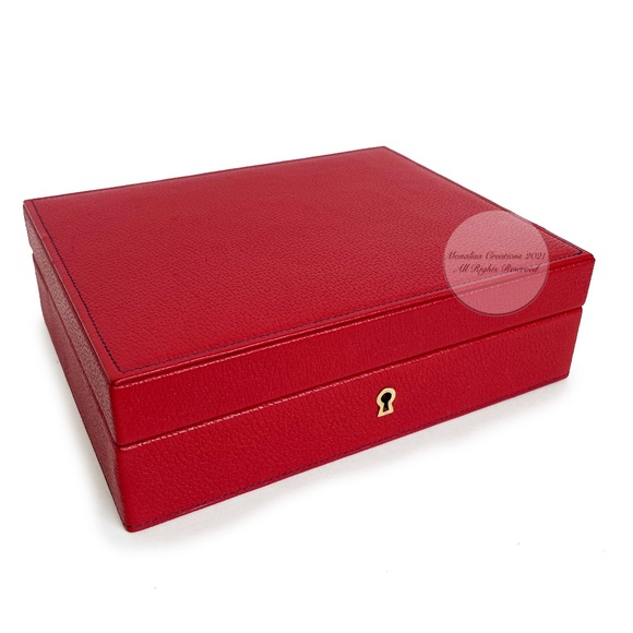 Coach Jewelry Box Red Leather Trinket Case Valet Vintage 90s Rare SLG HTF - Picture 2 of 10